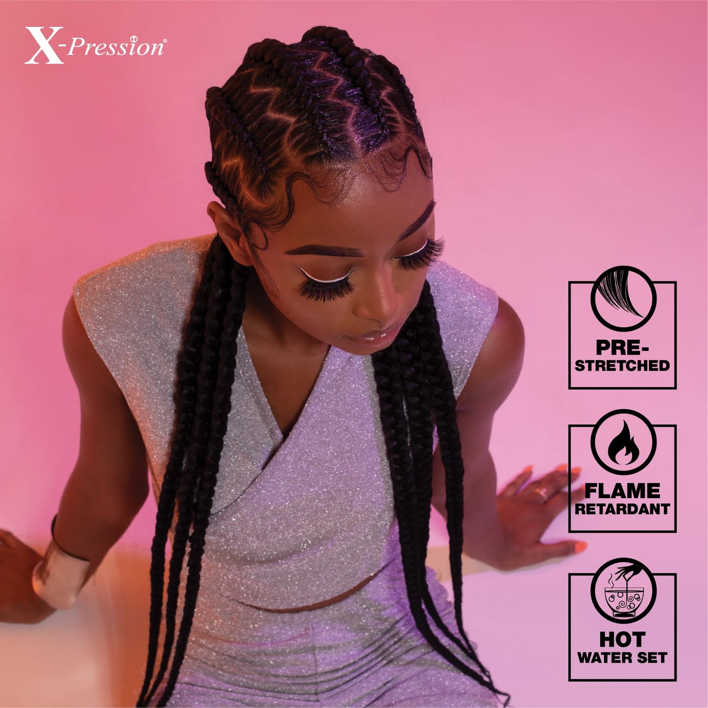 Sensationnel Xpression prestretched braiding hair - 3x xpression 58-inch flame retardant smooth yaki braid - 3x x-pression 58 inch (1 pack, T1B/30)