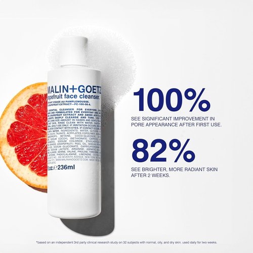 MALIN+GOETZ Grapefruit Face Cleanser - Gentle 3-in-1 Foaming Gel with Vitamin-Rich Grapefruit | Purifies, Balances + Brightens | Vegan + Cruelty-Free (8 Fl Oz)