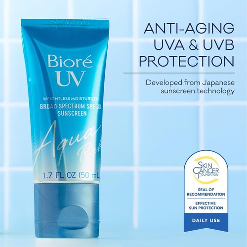 Biore UV Aqua Rich Sunscreen SPF 30 - Daily Moisturizer for Sensitive Skin, Oil-Free, 1.7 Oz