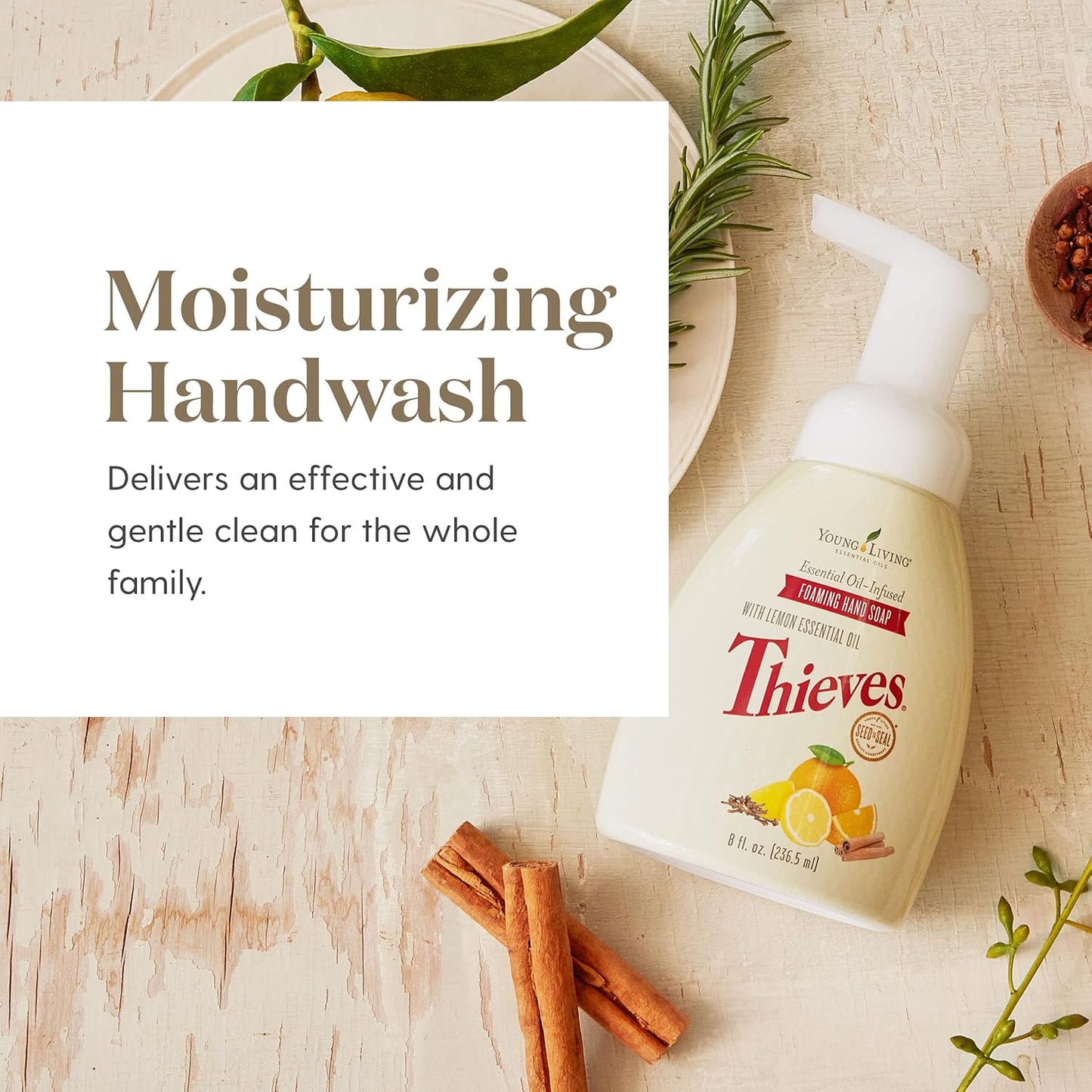Young Living Thieves Foaming Hand Soap - Natural Essential Oil Moisturizing Wash | 8 fl oz - 2 Pack