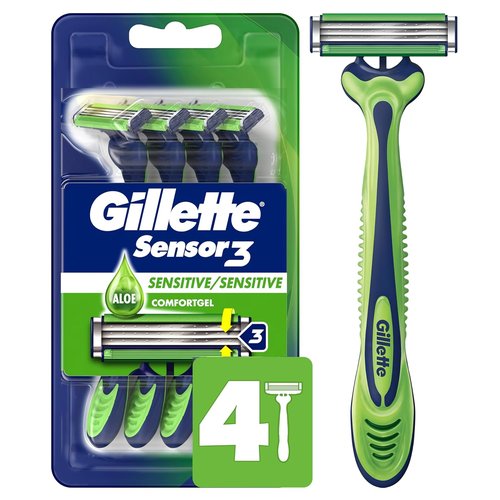 Gillette Sensor3 Disposable Razors for Sensitive Skin - 4 Count Pack