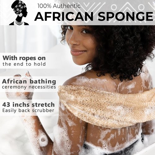 African Net Sponge | Authentic Exfoliating Body Scrubber - 3 Pieces for Shower & Bath Essentials