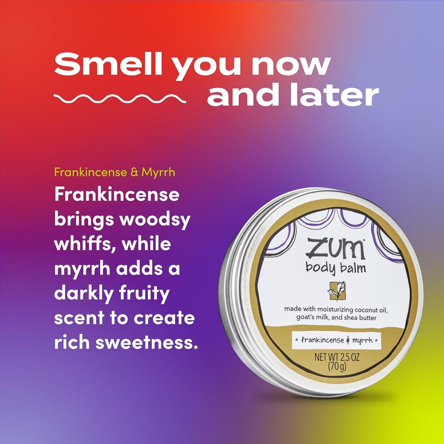 Zum Indigo Wild Body Balm - Natural Moisturizer with Goat's Milk & Shea Butter - Frankincense & Myrrh - 2.5 oz