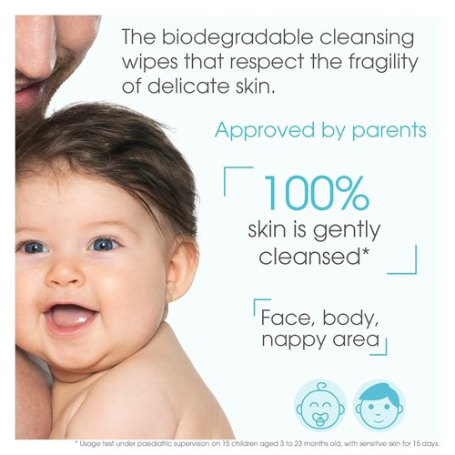 Bioderma - ABCDerm H2O Baby Cleansing Wipes - Biodegradable & Gentle for Newborns | 25 Count