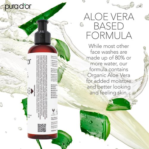 PURA D'OR Vitamin C Face Wash - Antioxidant-Rich Cleanser for Radiant Glow | 8 Oz, Sulfate & Paraben Free