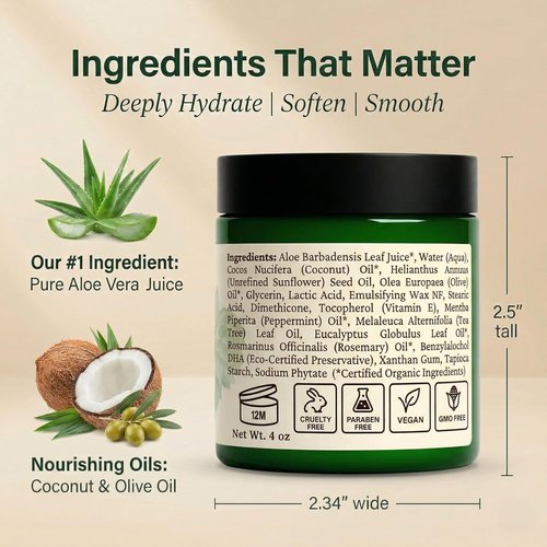 Natural Escapes Peppermint Foot Cream - Deep Moisturizing Heel Repair with Tea Tree & Eucalyptus, 4 oz