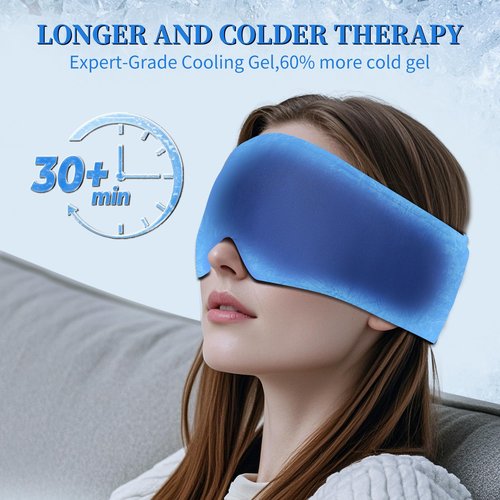 2 Pack Cooling Gel Eye Mask - Puffy Eyes, Dark Circles, Migraine Relief,HSA FSA Eligible, FACEMOON Reusable Sleep Mask for Hot & Ice Cold Compress, Long Lasting Comfort for Dry Eyes(Black,Blue)