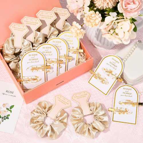 12 PCS Soft Silk Satin Hair Accessories - Scrunchies, Hair Clips for Bridal Shower Gifts, Wedding Favors for Women and Girls