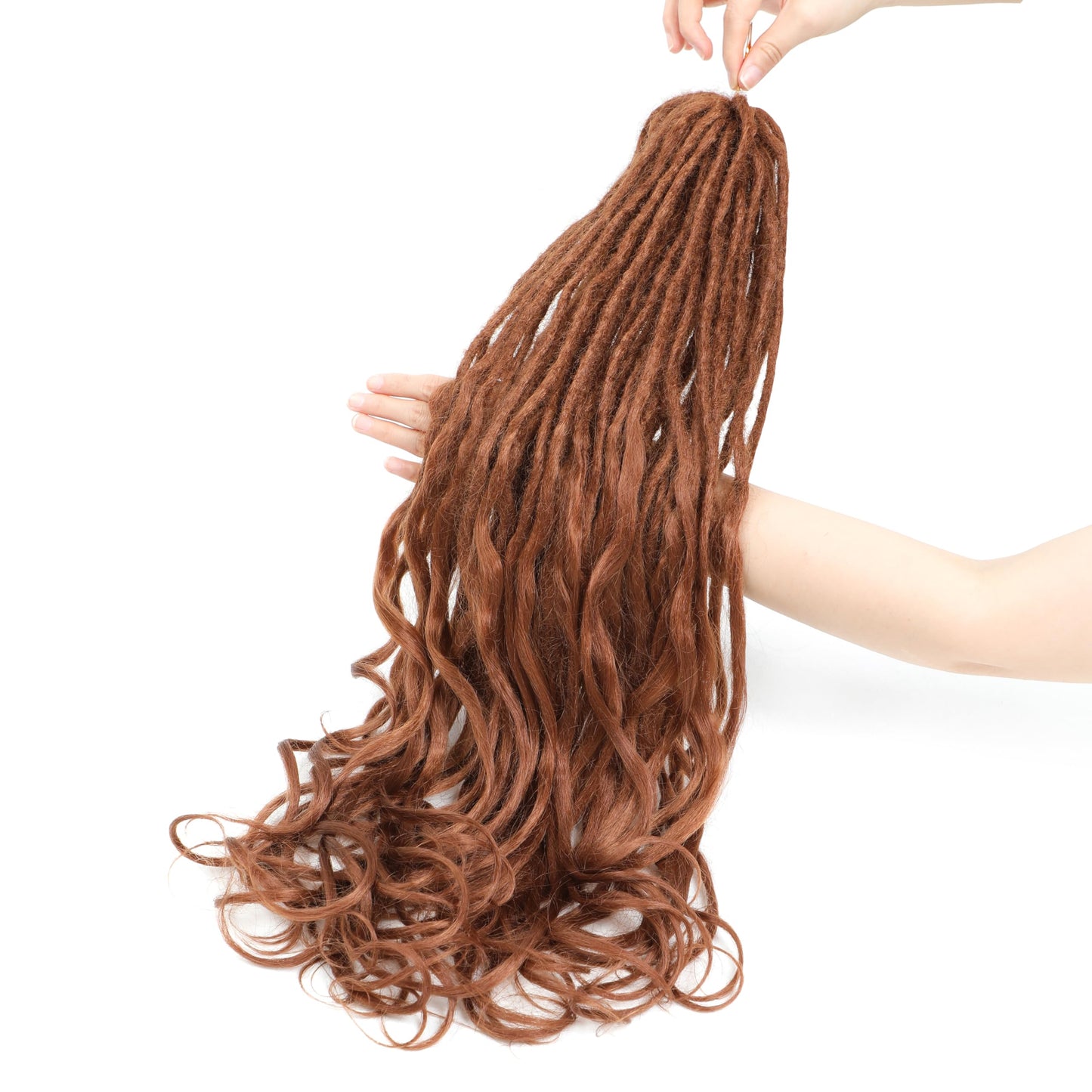 Aguacor Loose Wave Dreadlocks Synthetic French Curly Double Ended Dreadlock Extensions 24inches 10 Strands Thin Soft Black to Dark Brown Spanish Curly DE Dread Extensions for Women (10 Strands, 1B/30)