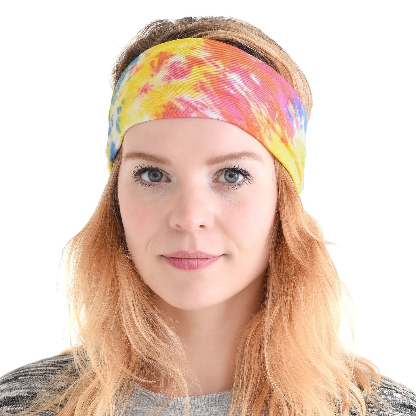 Multiuse Headband Hair Wrap for Women & Men, Casual Headwear & Wide Gym Wrap Headband Tie-Dye D