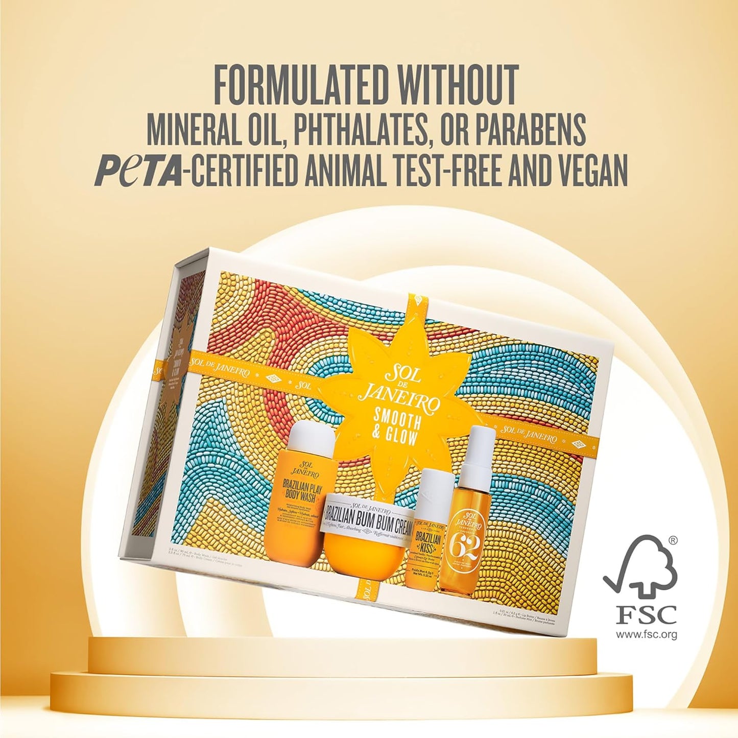 Sol de Janeiro Gift Set - Travel Size Smooth & Glow Body Routine | Includes Bum Bum Cream & More