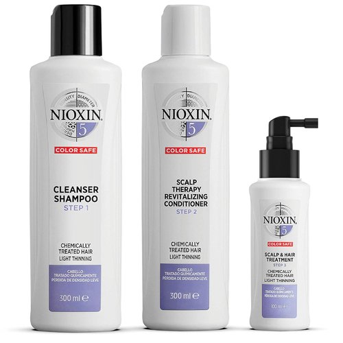 Nioxin System Kit 5 - Hair Strengthening & Thickening Treatment for Sensitive Scalp | Full Size (3 Month Supply)