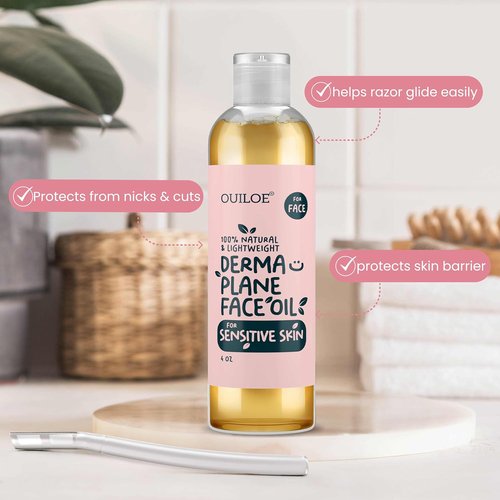 Ouile | Dermaplane Oil for Sensitive Skin - Non-Comedogenic & Hydrating - 2oz, Fragrance-Free & Natural