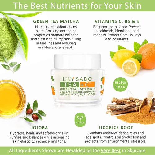 LILY SADO TEA+C™ Green Tea Matcha Moisturizer - Antioxidant Anti-Aging Lotion for Radiant Skin | Hydrates & Firms