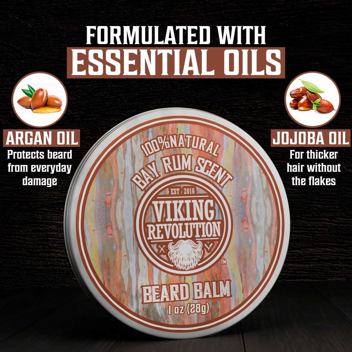 Viking Revolution Beard Balm Variety Pack - Styles, Strengthens & Softens Beards | 1oz Each - Sandalwood, Pine & Cedar, Bay Rum, Clary Sage