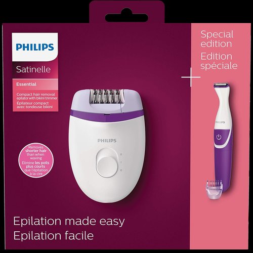 Philips Satinelle Essential Epilator - Compact Design with Bikini Trimmer | 1 Count