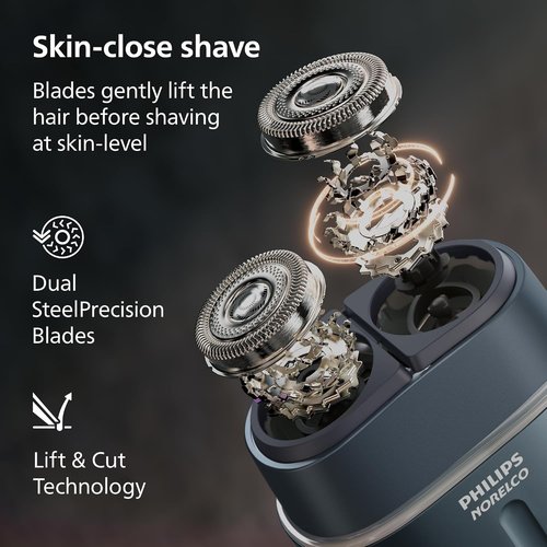 Philips Norelco Shaver 700 Series - Compact Electric Shaver with Lift & Cut System, Dual Steel Blades, Wet & Dry Use