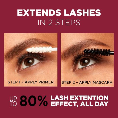 L'Oreal Paris Double Extend Tubing Mascara - Lengthening & Smudgeproof, Black 2-Step Formula