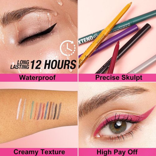 Hyesamyo Quick-Drying Smooth-Glide Cream Eyeliner Set, 12 Versatile Shades Available, Waterproof Smudge-Proof Long-Lasting, Beginner-Approved, Safe for Sensitive Eyes & All Skin Types #12
