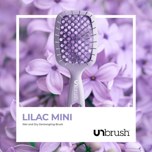 FHI Heat UNbrush Mini Detangler Brush for Pain-Free Brushing on All Wet or Dry Hair Types — Durable Duoflex Anti-Static Bristles, Lightweight Handle, Vented Mini Hair Brush, Lilac Light Purple