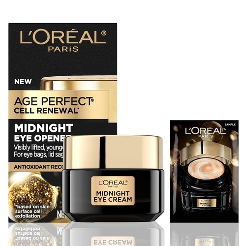 L'Oreal Paris Age Perfect Midnight Eye Cream - Antioxidant-Rich Treatment for 8 Signs of Aging | Night Cream Sample Included