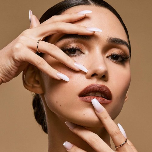 KISS Classy French Nail Manicure Kit - Long Coffin Shaped Fake Nails with Gel Finish | 28 Count 'Be-You-Tiful'