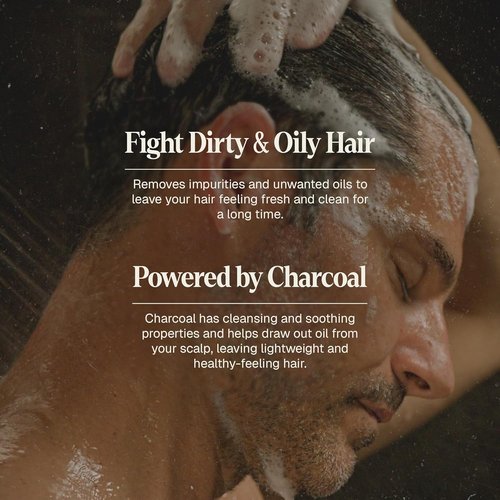 Black Wolf Men's Shampoo - Charcoal-Infused Oil Control for Oily Hair, 12 Fl Oz | Hydrates & Nourishes Scalp