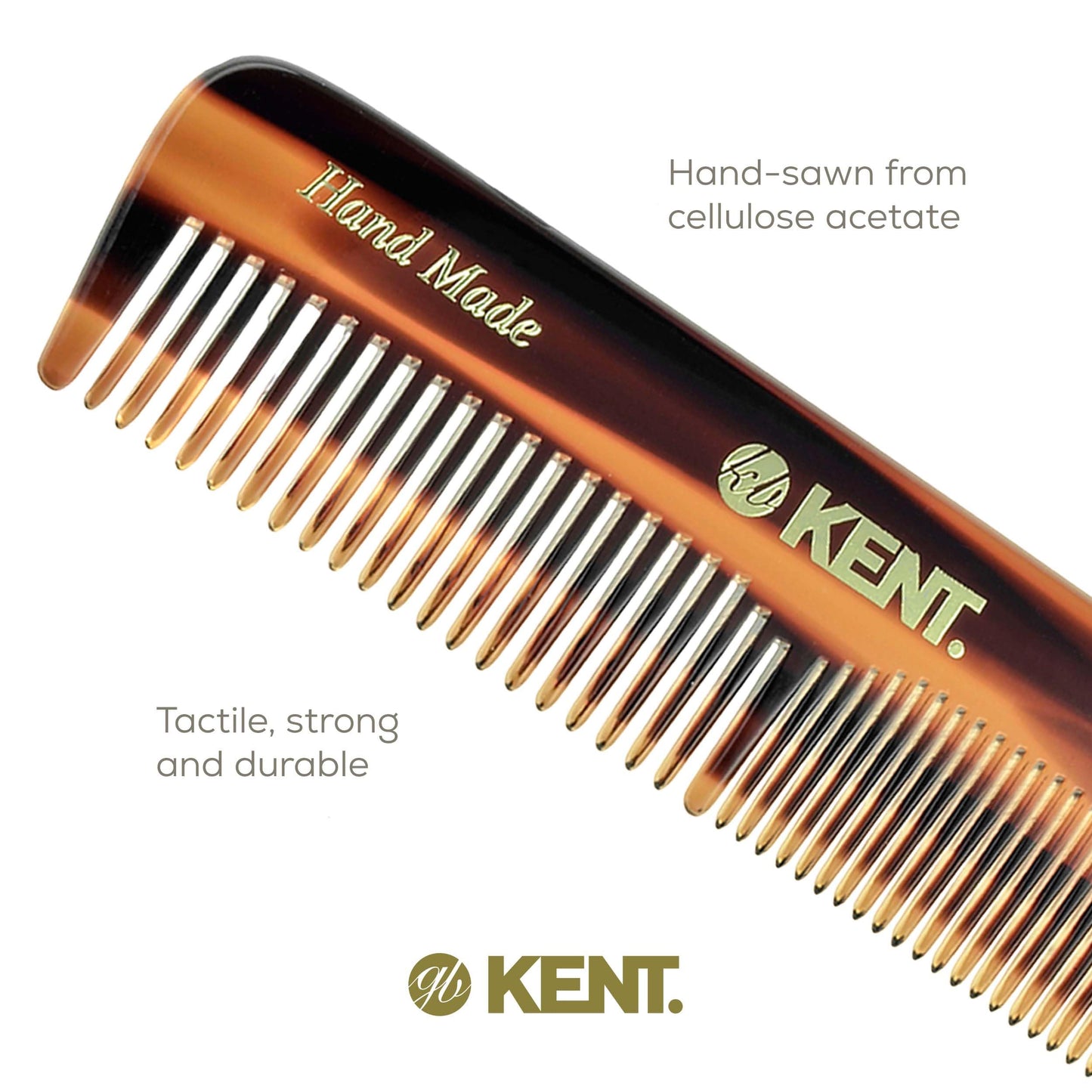 Kent OT Kent Pocket Comb 4.4" Fine Tooth Comb and Wide Tooth Comb - Handmade Hair Comb for Men for Travel Hair Combs, Beard Comb and Mustache Comb - Combs for Women and Kids, Saw Cut and Hand Polished