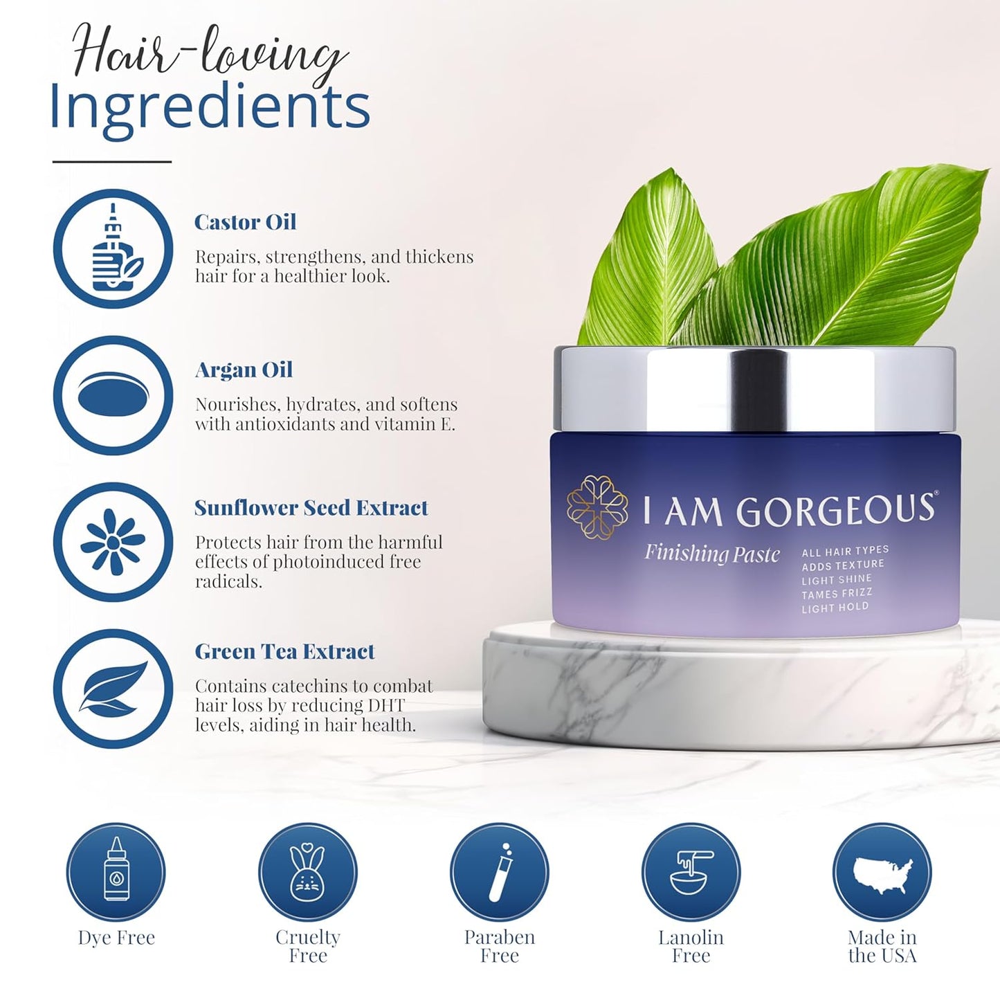 **I Am Gorgeous Hair Paste - Soft, Flexible Hold Texture Paste for All Hair Types | Women’s Styling Solution**