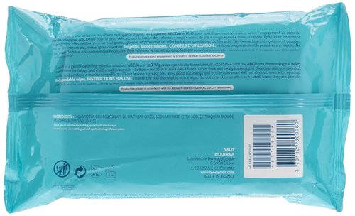 Bioderma - ABCDerm H2O Baby Cleansing Wipes - Biodegradable & Gentle for Newborns | 25 Count