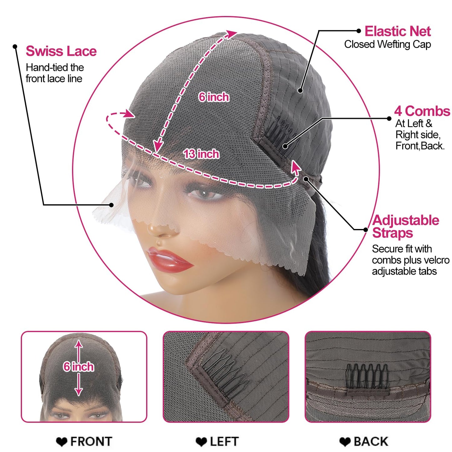 Straight Lace Front Wigs Human Hair 13x6 HD Transparent Lace Front Human Hair Wigs for Women Lace Frontal Wigs Pre Plucked with Baby Hair Natural Color 200% Density (20 Inch)