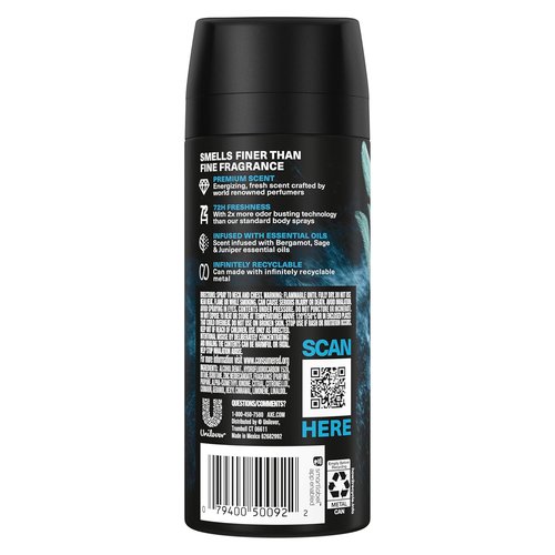 AXE Premium Deodorant Body Spray for Men - Aqua Bergamot | 72H Odor Protection, 4 oz (3 Count)