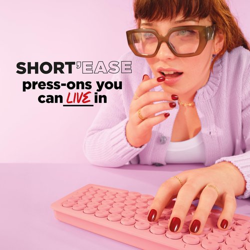 Sally Hansen Salon Effects Perfect Press-On Short'Ease Nails | Oval Shape | Easy to Apply, Non-Damaging, Natural Look Vitamin E & B5 | 30 Nails, Nail Glue, Adhesive Tabs, File| Short Queen