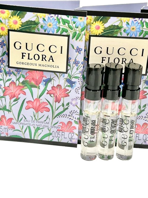 Gucci Flora Gorgeous Magnolia Perfume Sample Set - EDP Spray for Women, 1.5 ml (0.05 oz) Each | 3 Pack