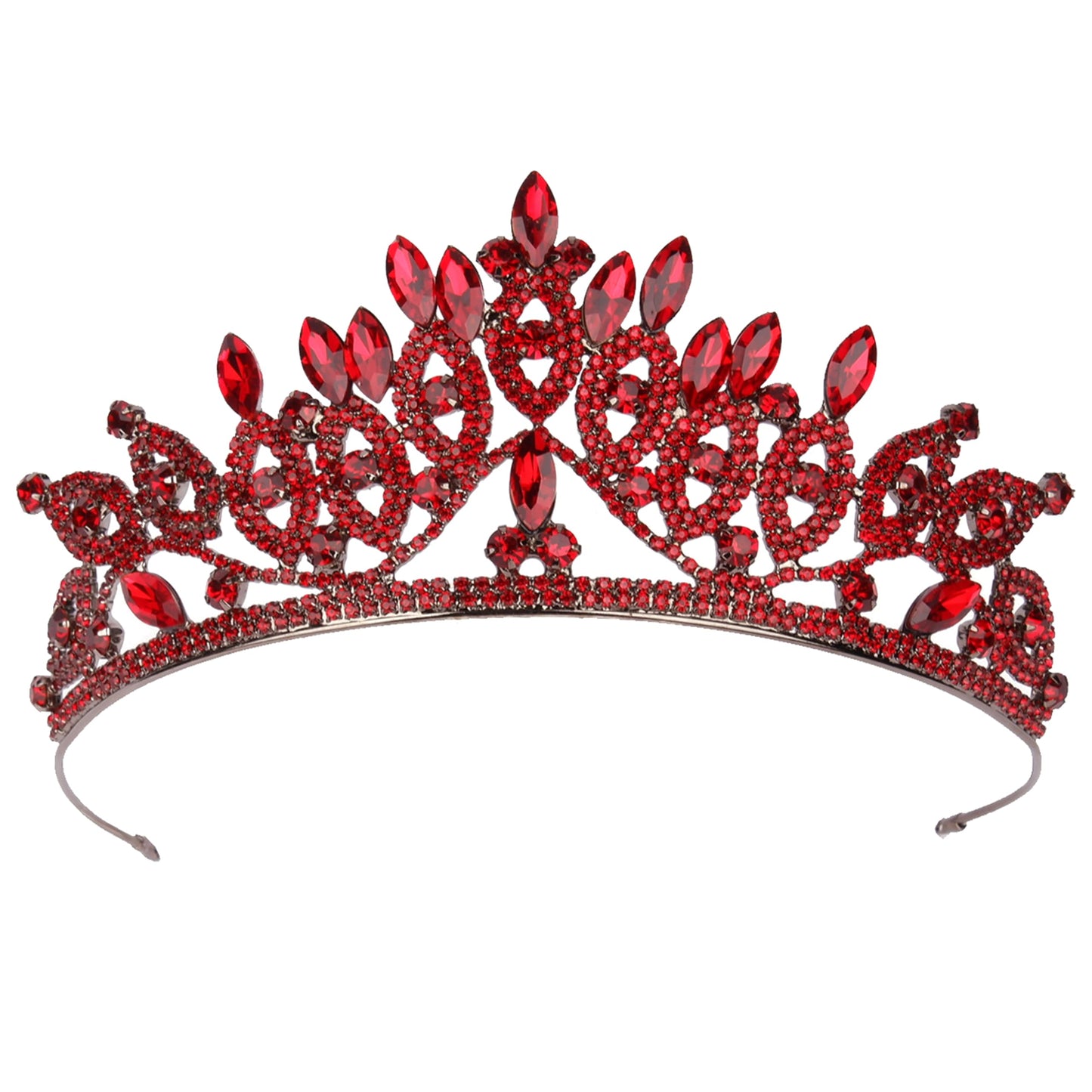 LIMELIA Women's Tiara, Crown for Henna Wedding Party | Glitter Hair Accessories for Bridal Birthday Halloween Costume Christmas Party, Princess Crowns Floral Pattern | Crystal Stone - Burgundy