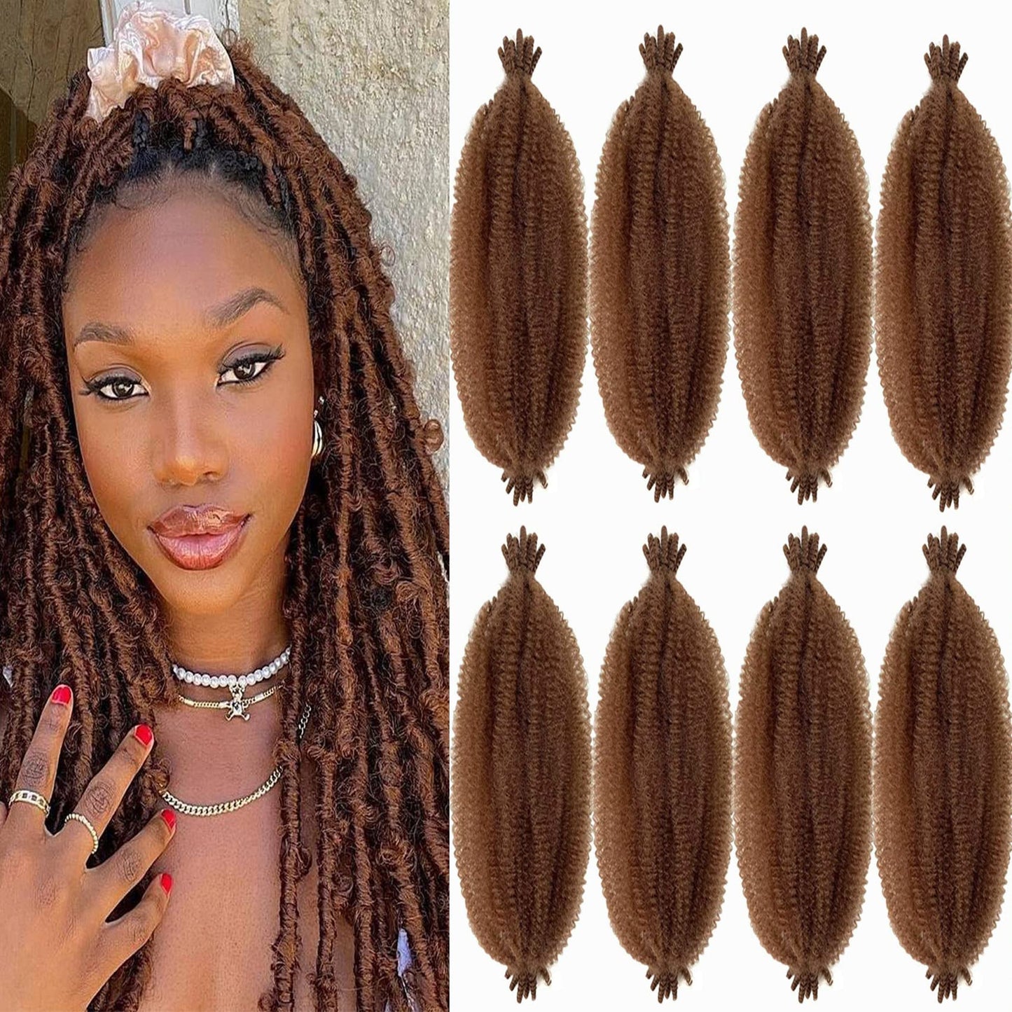 Marley Twist Braiding Hair Pre-Separated Springy Afro Twist 24 Inch 30# Color Spring Twist Hair Kinky Twist for Faux Locs Crochet Braiding Afro Twist Hair Extensions for Black Women(24Inch, 8Packs)