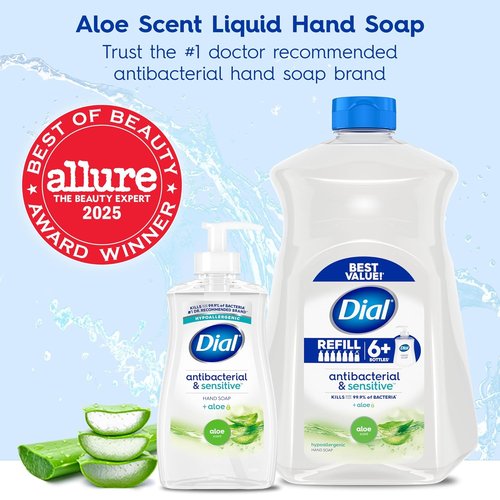 Dial Antibacterial Liquid Hand Soap - Aloe Scent, Gentle Formula, 11 Fl Oz (Pack of 12)