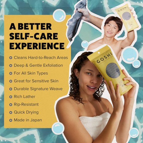 GOSHI Exfoliating Shower Towel - Durable Washcloth for All Skin Types - Made in Japan