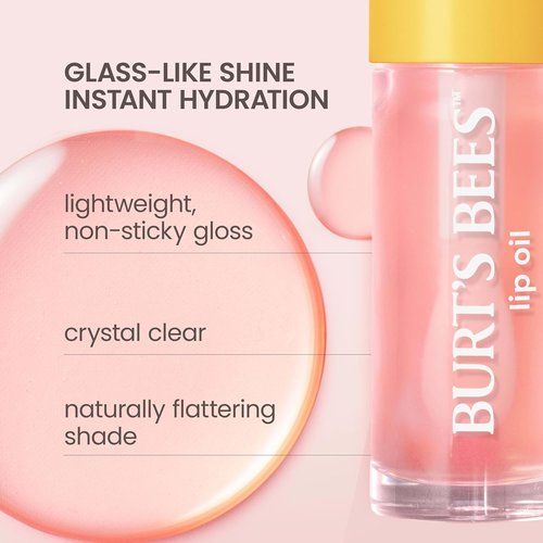 Burt's Bees Lip Oil - Clear Day Hydration, Nourishing & Softening, Tint-Free, 0.15 Ounce