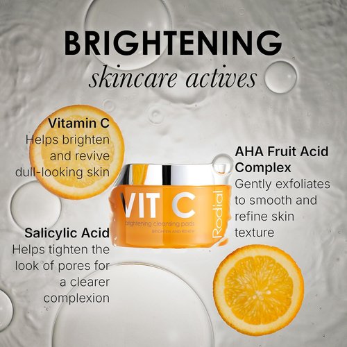 Rodial Vit C Brightening Cleansing Pads - Toning & Purifying Resurfacing Pads for Day & Night