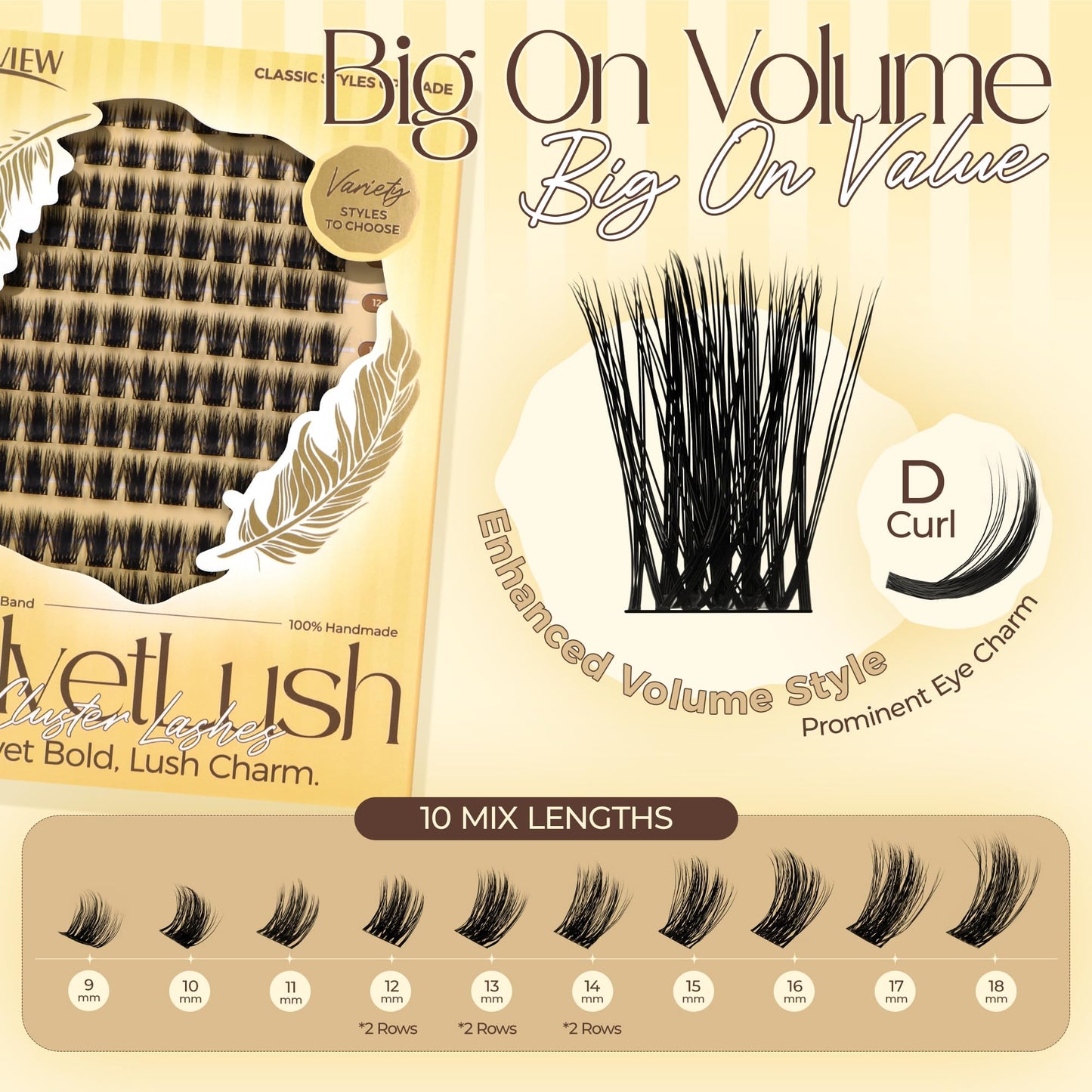 LASHVIEW Lash-Extension-Clusters, Volume Lash Clusters 9-18mm mix Fluffy Lash Extension D Curl Individual Lashes DIY Clusters Lashes Extension at Home NM11