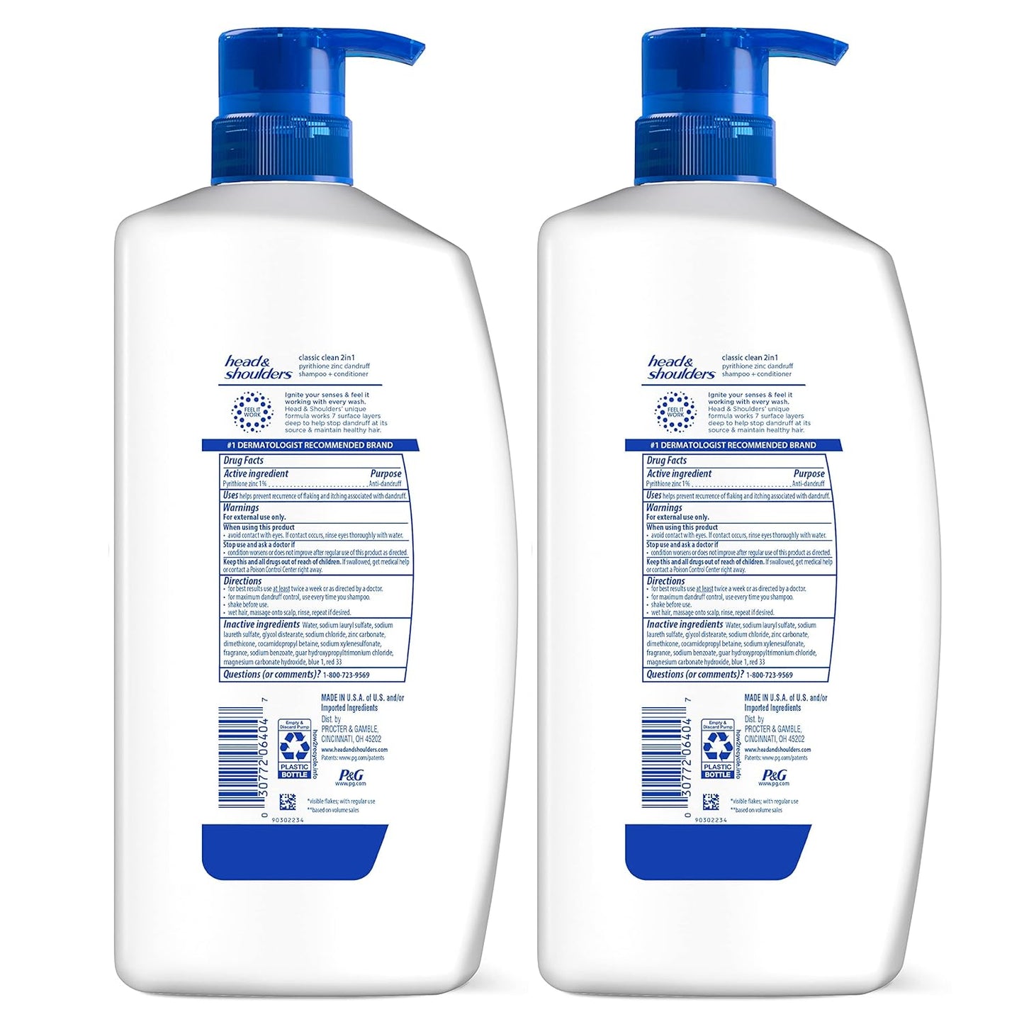 Head & Shoulders 2-in-1 Anti-Dandruff Shampoo & Conditioner - Classic Clean, Fresh Scent, 32.1 fl oz Each