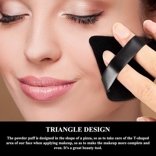 Maitys Triangle Powder Puff - 12 Soft, Washable Makeup Sponges for Loose Powder | Black & White
