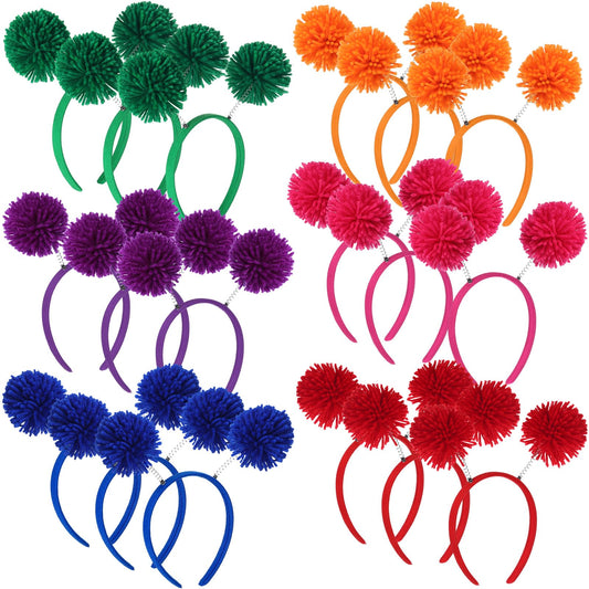 Censen 18 Pcs Pom Pom Headband Head Bopper Wrapped Funny Headband Birthday Halloween Party Headwear for Women Adult Accessory(Multicolor)