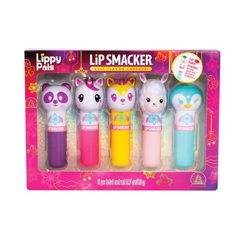 Lip Smacker Lippy Pals, Flavored Moisturizing & Smoothing Soft Shine Lip Balm, Hydrating & Protecting Fun Tasty Flavors, Cruelty-Free & Vegan - Holiday Collection