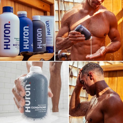 Huron Men’s Conditioner - Lightweight Hydrating Formula - Eliminates Frizz & Restores Shine - 100% Vegan - 11.8 Fl Oz