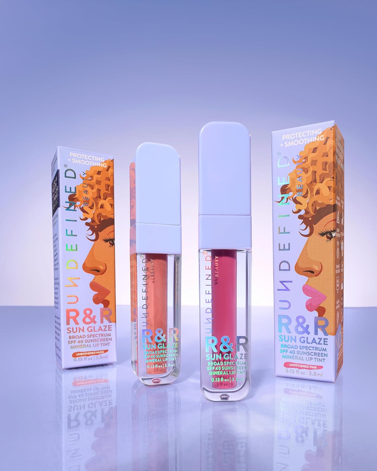 Undefined R&R Sun Glaze SPF 40 Mineral Lip Oil Tint - Hydrating Sunscreen in Pink