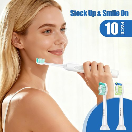 Philips Sonicare Replacement Toothbrush Heads - Gentle & Effective Plaque Control, 10 Pack (Black)