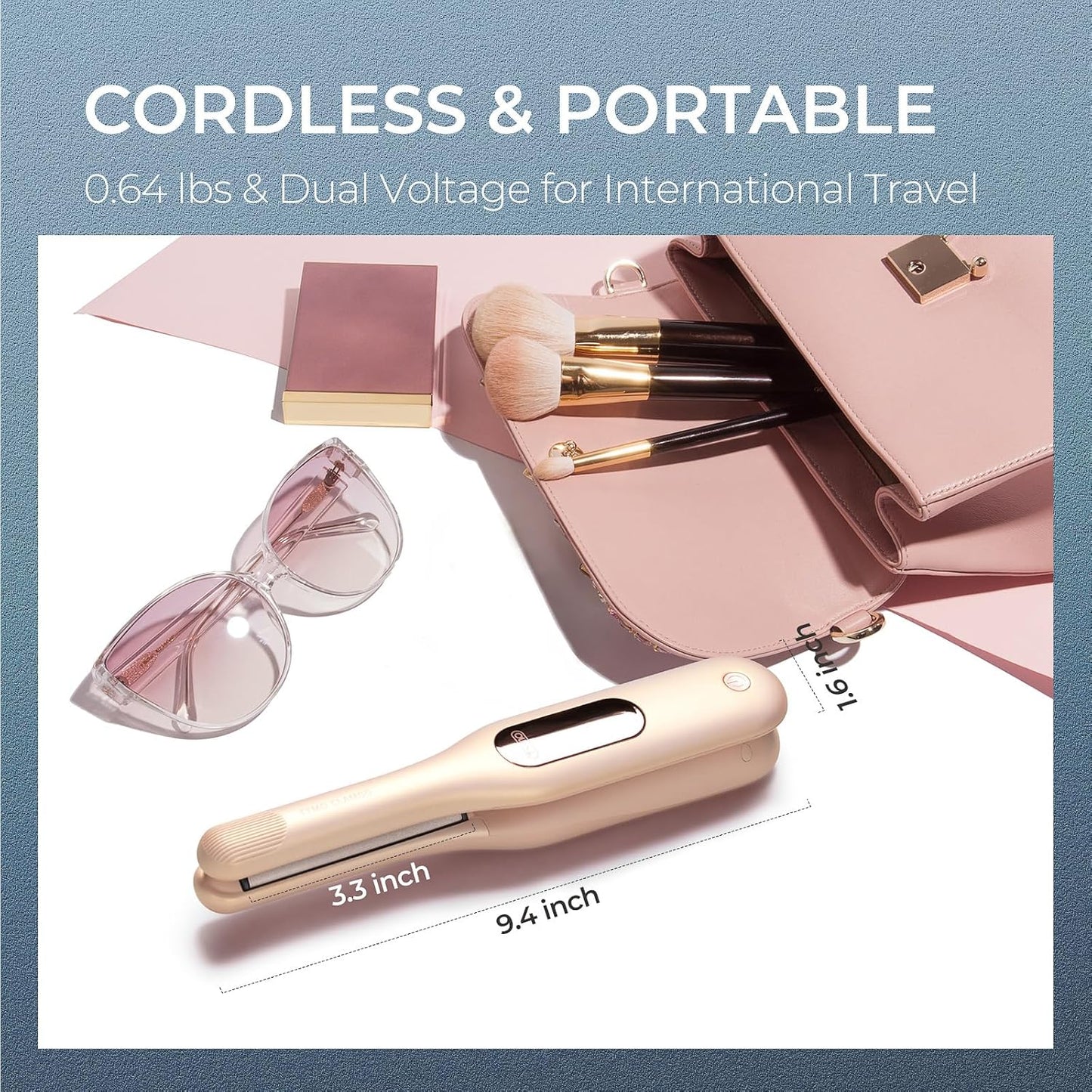 TYMO Curling Iron - Cordless Mini Flat Iron for Short Hair | 2-in-1 Curler & Straightener, Gold Pink