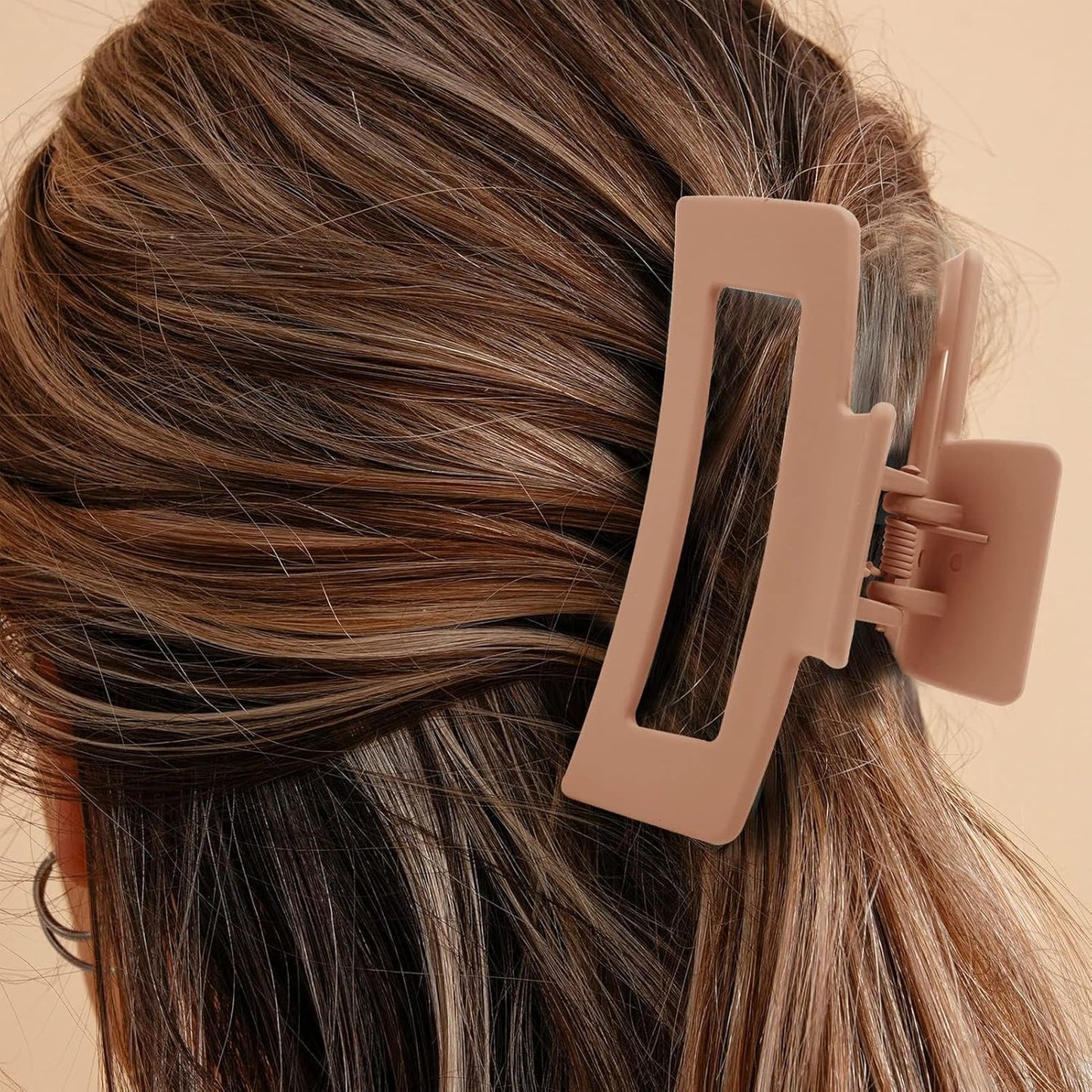 6 Pack Square Claw for Women Girls, 3.5" Medium Non-slip Rectangular Matte Clips Strong Hold Jumbo Hair Styling Accessories, Cool